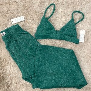 NWT Frankies Claire Terry Lurex Top & Johnson Pant sold as a set